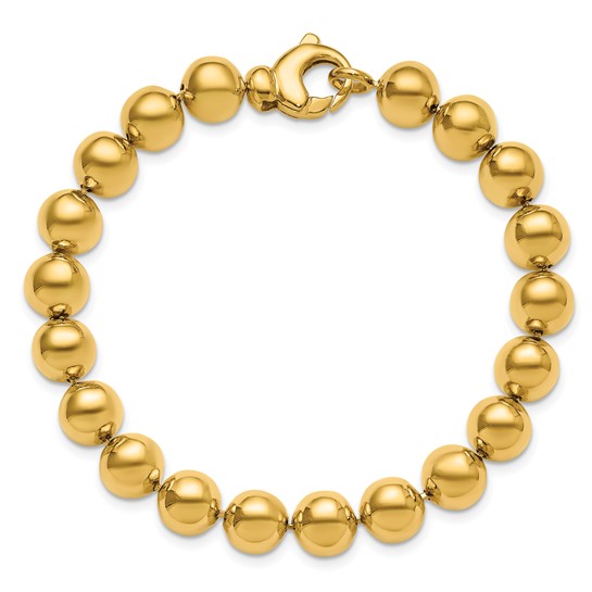 14k Yellow Gold 7.5in Bead Bracelet 8mm