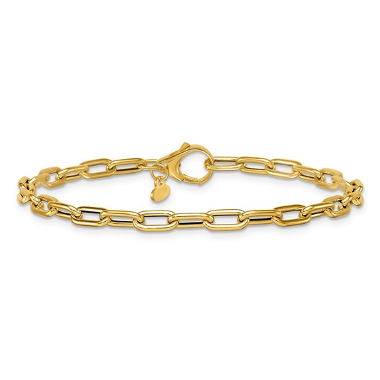 14k Yellow Gold Slender Rounded Oval Link Bracelet