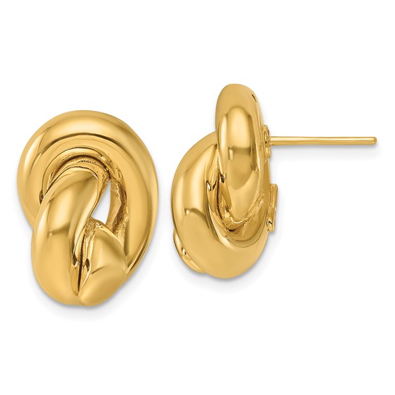 14k Yellow Gold Brioche Knot Post Earrings
