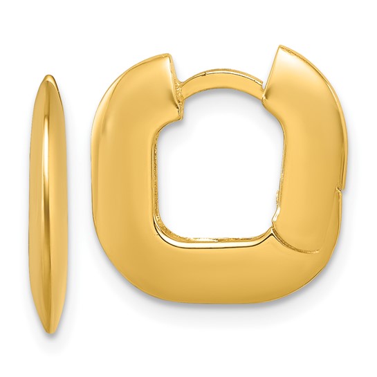 14k Yellow Gold Wide Square Hoop Earrings 5/8in