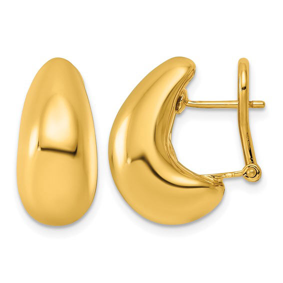 14k Yellow Gold Polished Teardrop Earrings with Omega Backs