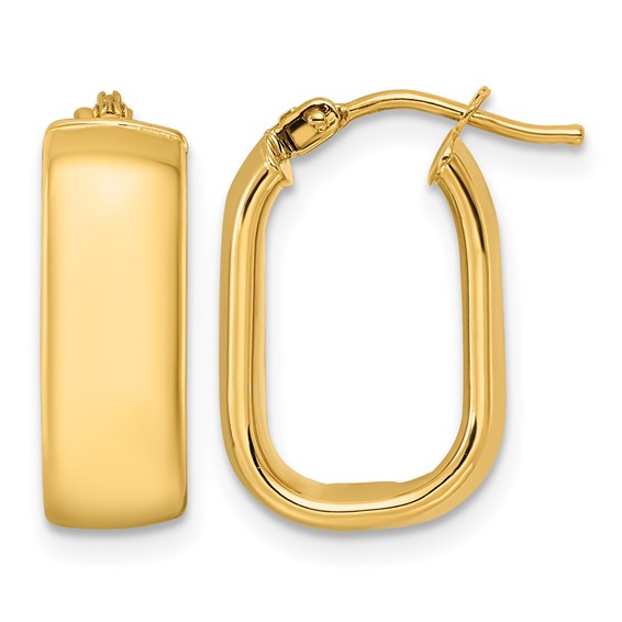 14k Yellow Gold Small Elongated Rectangular Hoop Earrings