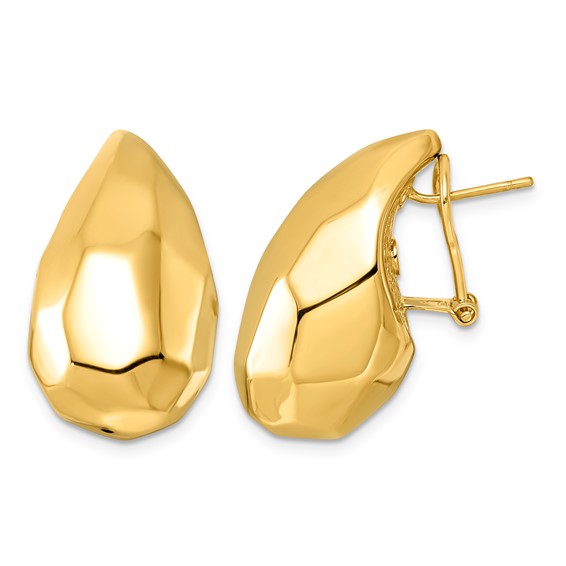 14k Yellow Gold Faceted Teardrop Earrings with Omega Backs