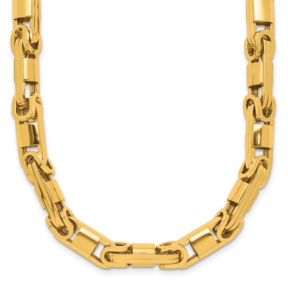 14k Yellow Gold 20in Byzantine Link Necklace 6.75mm Thick