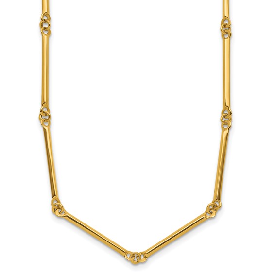 14k Yellow Gold Slender Bar and Circle Link Necklace