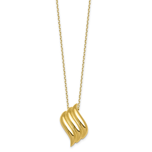 14k Yellow Gold Tapered Wavy Ribbon Necklace