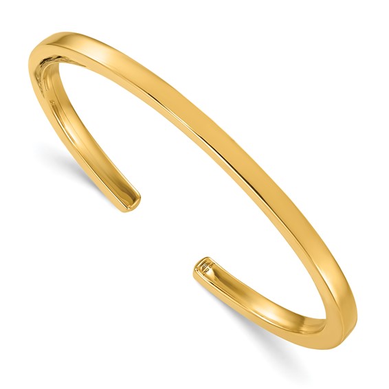 14k Yellow Gold Classic Flexible Flat Cuff Bangle Bracelet