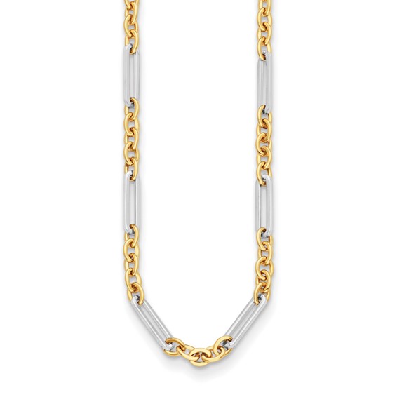 Herco 14k Two-tone Gold Mixed Oval and Paperclip Link Necklace 18in