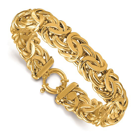 14k Yellow Gold Jumbo Byzantine Link Bracelet 8in
