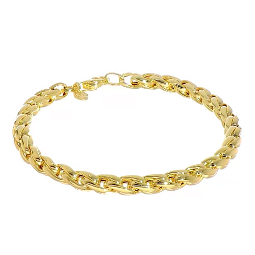 14k Yellow Gold Square Wheat Chain Link Bracelet 7.5in