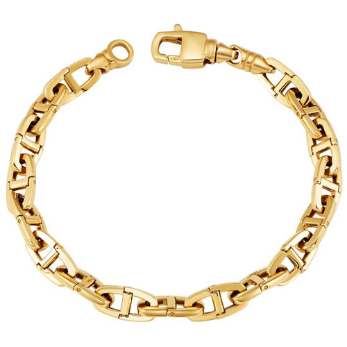 Herco 14k Yellow Gold 8in Solid Mariner Link Bracelet 7.2mm