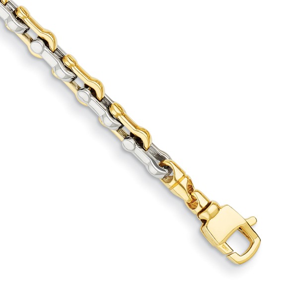 Herco 14k Two-tone Gold 8.5in Solid Bicycle Link Bracelet 7.2mm
