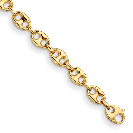 Herco 14k Yellow Gold 7.25in Puffed Anchor Link Bracelet 8.4mm Wide