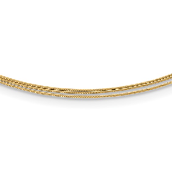 14k Yellow Gold Triple Strand Wire Necklace 18in