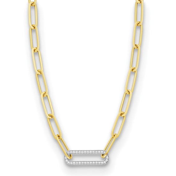 Herco 14K Two-tone Gold Diamond Paper Clip Link Necklace