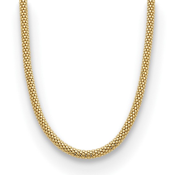Herco 14k Yellow Gold 18in Mesh Popcorn Necklace 3mm