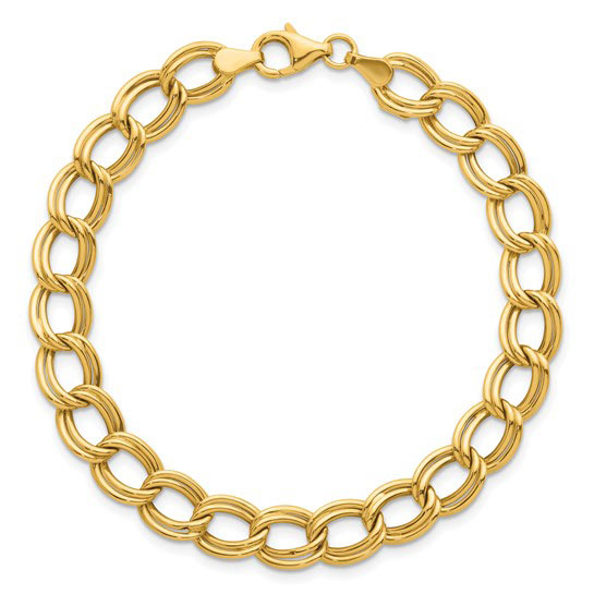 14k Yellow Gold Italian Double Oval Cable Link Bracelet 7.5in