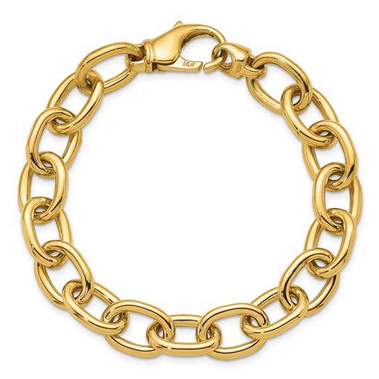 14k Yellow Gold 8in Cable Oval Link Bracelet 11.4mm Wide