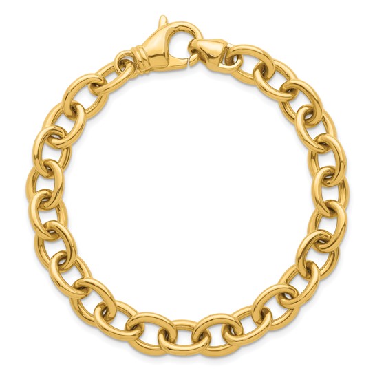 14k Yellow Gold 8in Cable Oval Link Bracelet 9mm Wide