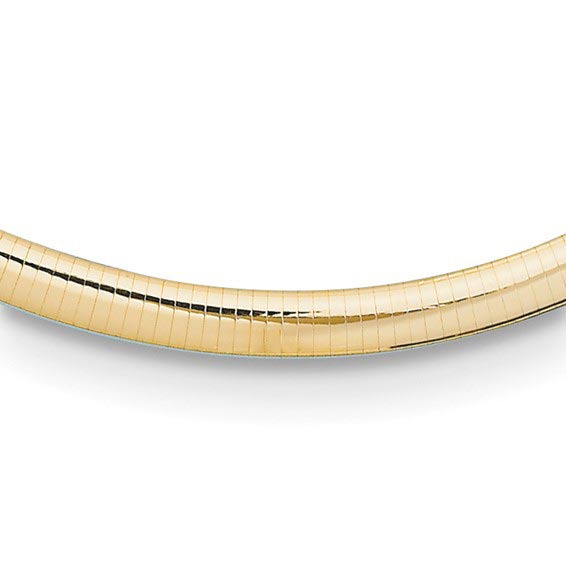 14k Yellow Gold 16in Solid Omega Dome Necklace 8mm