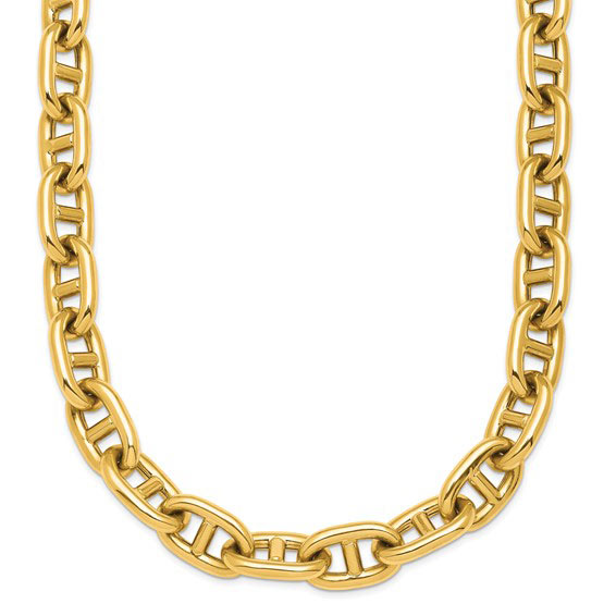 14k Yellow Gold Italian 20in Mariner Link Necklace with Toggle Clasp 8mm Wide