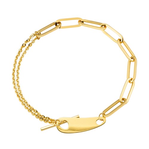 14k Yellow Gold Mixed Paper Clip and Rope Bracelet 7.5in