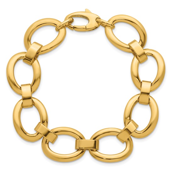 14k Yellow Gold 7.5in Chunky Oval Link Bracelet 15mm Wide