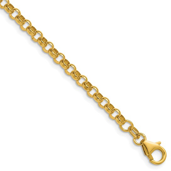 14k Yellow Gold 24in Solid Rolo Link Chain Necklace 3.8mm Thick