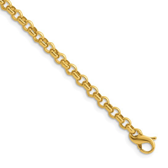 14k Yellow Gold 24in Solid Rolo Link Chain Necklace 4.3mm Thick