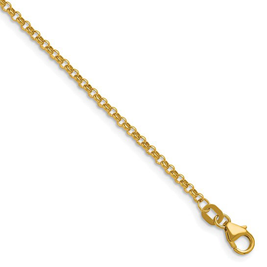 14k Yellow Gold 24in Solid Rolo Chain Necklace 2.1mm Thick