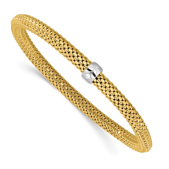 14k Twotone Gold Italian Woven Stretch Bracelet 14SMBR14Y