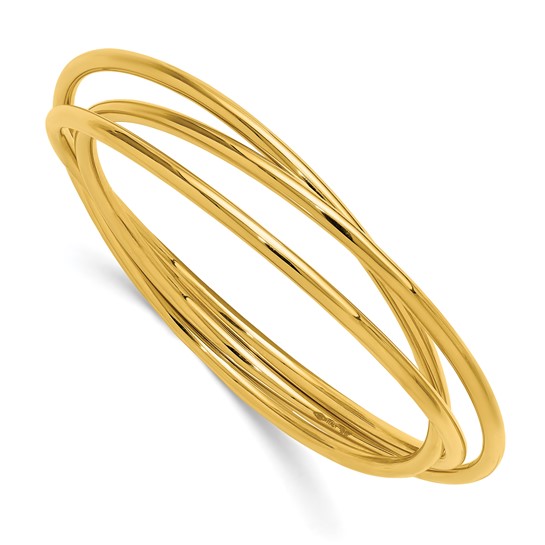 14k Yellow Gold Slip-On Triple Bangle Bracelet