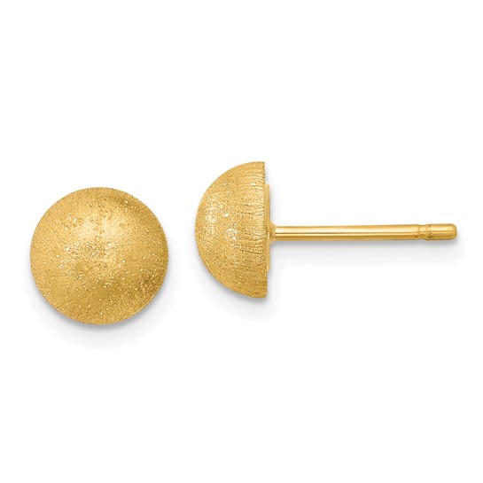 18k Yellow Gold Satin 8mm Button Post Earrings