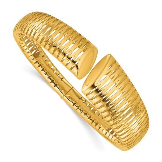 18k Yellow Gold Tapered Hinged Cuff Bangle Bracelet