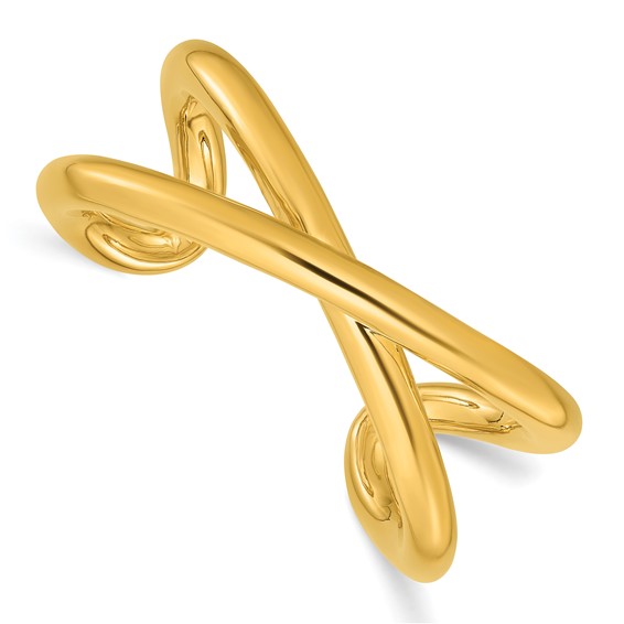 18k Yellow Gold Criss Cross Round Tube Cuff Bracelet