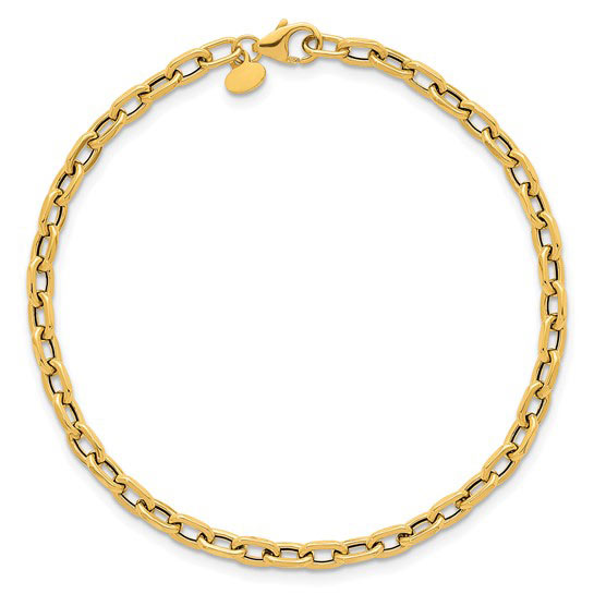 18k Yellow Gold Italian Classic Oval Cable Link Bracelet 7.5in