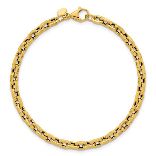 18k Yellow Gold Italian Hexagon Oval Link Bracelet 7.5in