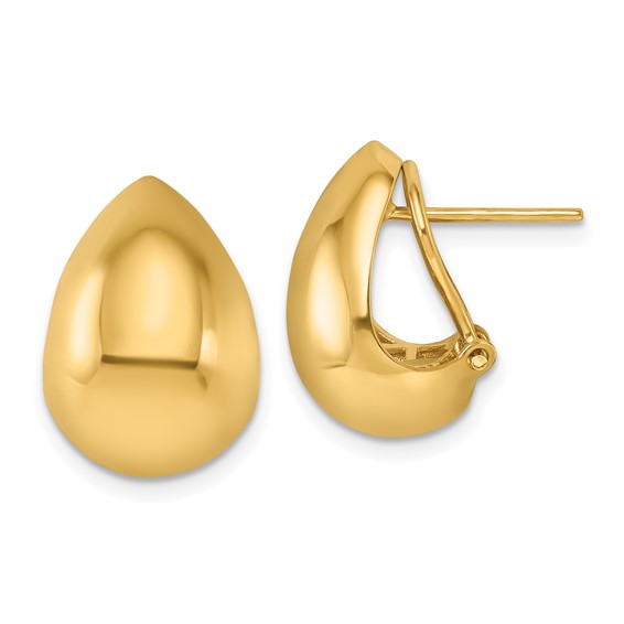 18k Yellow Gold Polished Teardrop Earrings with Omega Backs