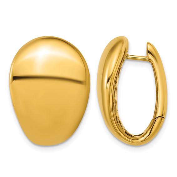 18k Yellow Gold Tapered Pebble Hoop Earrings