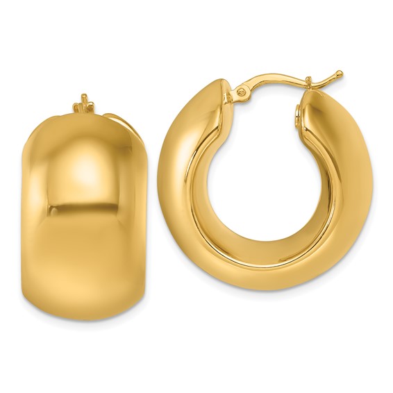 18k Yellow Gold Round Hoop Earrings 1in