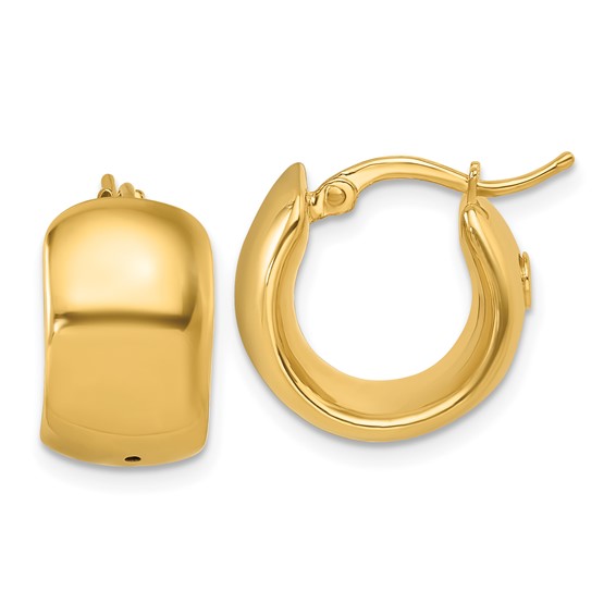 18k Yellow Gold 5/8in Round Huggie Hoop Earrings 9.3mm Thick
