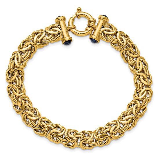 18k Yellow Gold Byzantine Bracelet with Sapphire Accents
