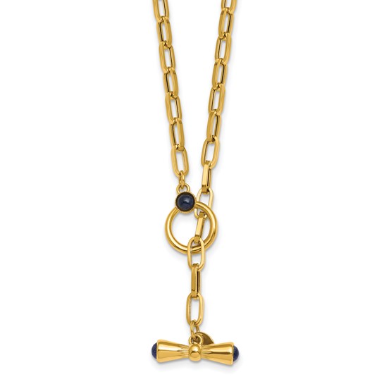 Herco 18k Yellow Gold Blue Sapphire Toggle Necklace
