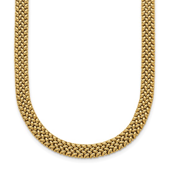 18k Yellow Gold 18in Woven Mesh Omega Necklace 7.5mm