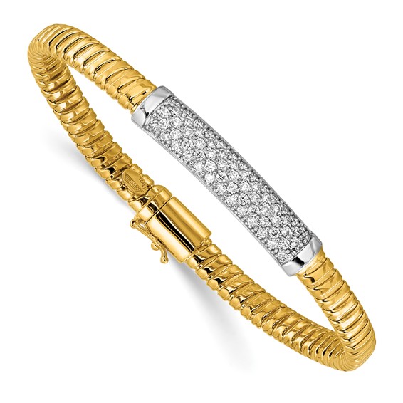 18k Two-tone Gold 1 ct tw Diamond Bar Bangle Bracelet