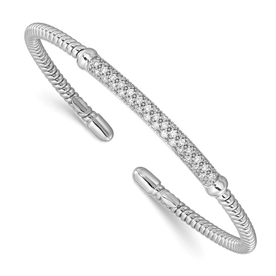  Herco 18k White Gold .65 ct tw Diamond Bar Cuff Bangle Bracelet