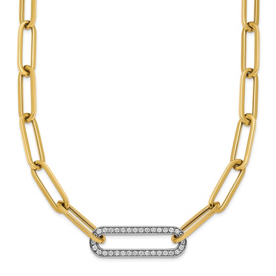 18k Two-tone Gold 0.34 ct tw Diamond Paper Clip Link Necklace 17.75in