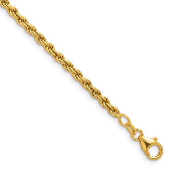 18k Yellow Gold 18in Rope Chain 3.1mm