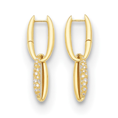 18k Yellow Gold 1.2 ct tw Diamond Oval Link Dangle Earrings