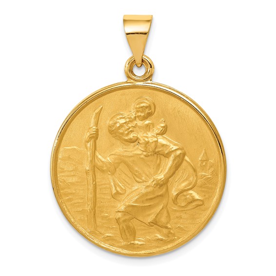18kt Yellow Gold Saint Christopher Medal 1in